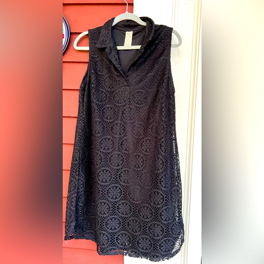 Black lace dress. Good for cover up or casual summer day. Size 12.